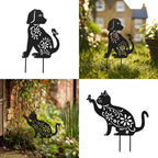 Metal Cat and Dog Silhouette Garden Ornament