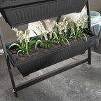 Raised Garden Bed, 4 Tier Vertical Garden Planter Set, 4 Outdoor Planter Boxes with Stand, Self Draining Design Elevated Garden for Vegetable, Flowers & Herbs, Black