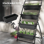 Raised Garden Bed, 4 Tier Vertical Garden Planter Set, 4 Outdoor Planter Boxes with Stand, Self Draining Design Elevated Garden for Vegetable, Flowers & Herbs, Black