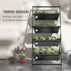 Raised Garden Bed, 4 Tier Vertical Garden Planter Set, 4 Outdoor Planter Boxes with Stand, Self Draining Design Elevated Garden for Vegetable, Flowers & Herbs, Black
