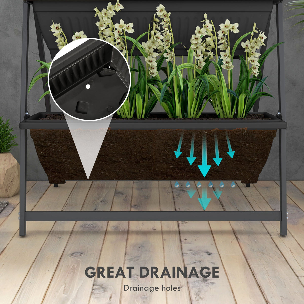 Raised Garden Bed, 4 Tier Vertical Garden Planter Set, 4 Outdoor Planter Boxes with Stand, Self Draining Design Elevated Garden for Vegetable, Flowers & Herbs, Black