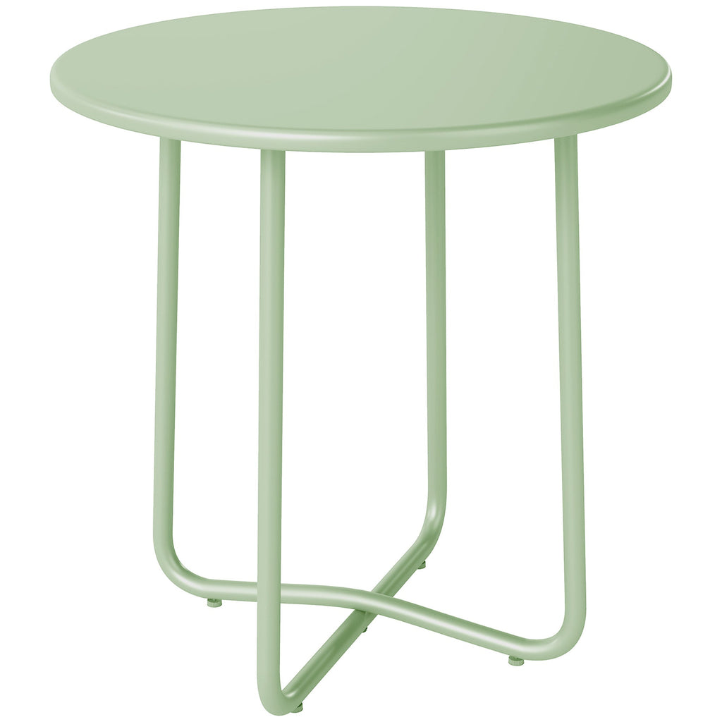 Outsunny 48 cm Round Garden Side Table, Small Metal Outdoor Garden Table with Rolled Edge, Green
