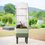 EZCube Self-Watering Planter 21" x 24" Elevated - Sage Green & EZCube Mesh Cover System Bundle