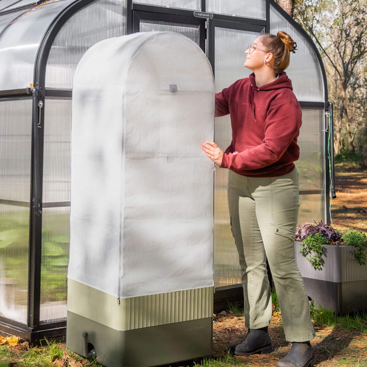 EZCube Self-Watering Planter 21" x 24" & EZCube Mesh Cover System Bundle