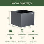 32" Extra Tall Modern Pro 42" x 42" Metal Raised Garden Bed - With Intermediate Floor