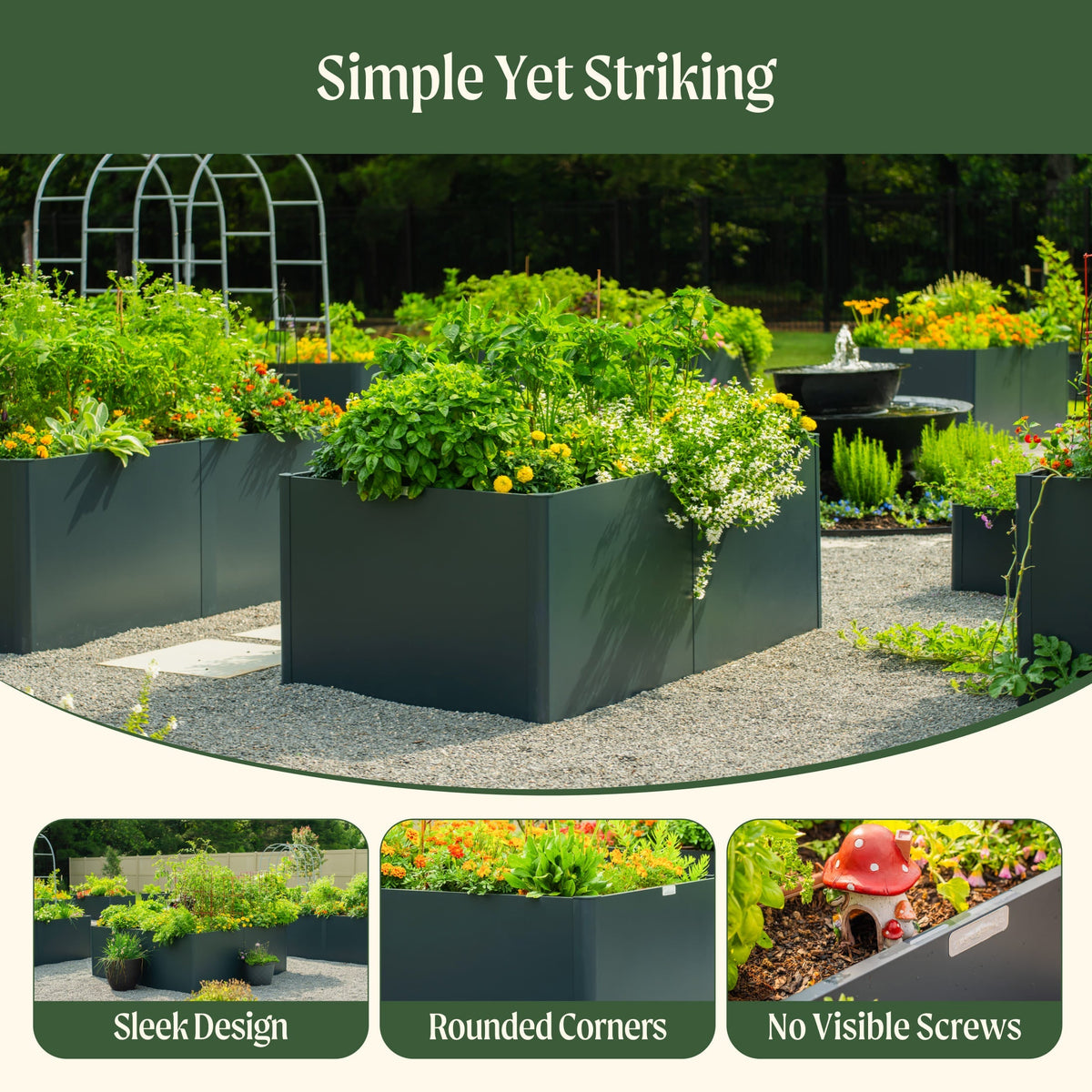 32" Extra Tall Modern Pro 83" x 83" L Shape Metal Raised Garden Bed - Midnight Blue - With Intermediate Floor