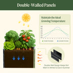 32" Extra Tall Modern Pro 83" x 83" L Shape Metal Raised Garden Bed - Midnight Blue - With Intermediate Floor