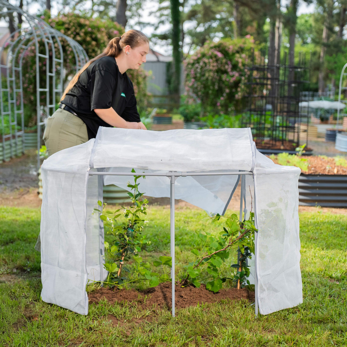 Mesh Cover System for Self-Watering Elevated Bed
