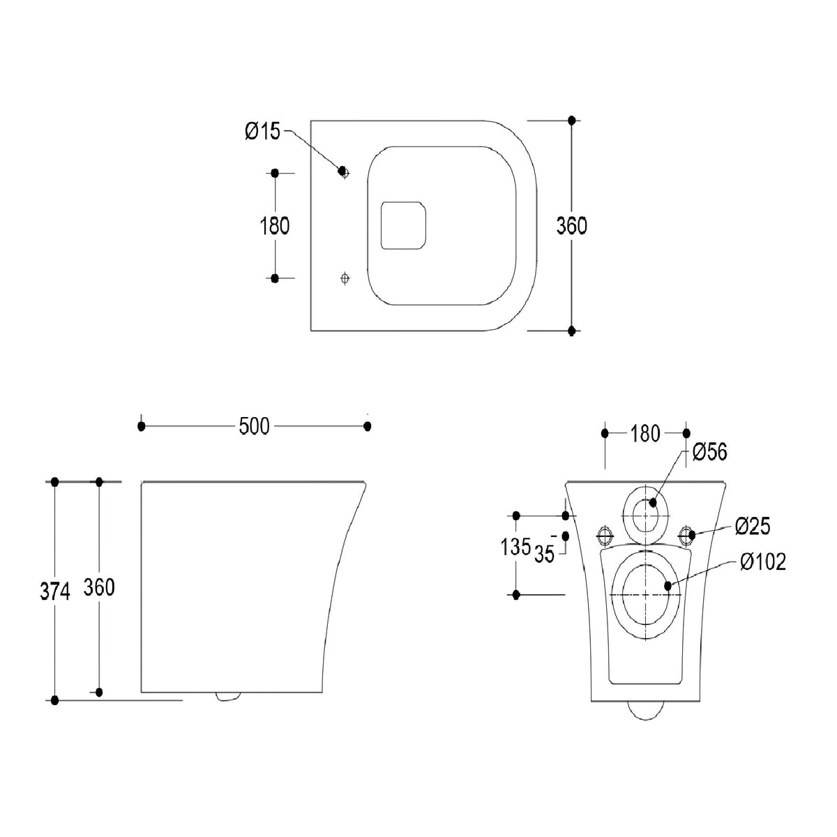 Venice Rimless Wall Hung Toilet with Soft Close Seat - White