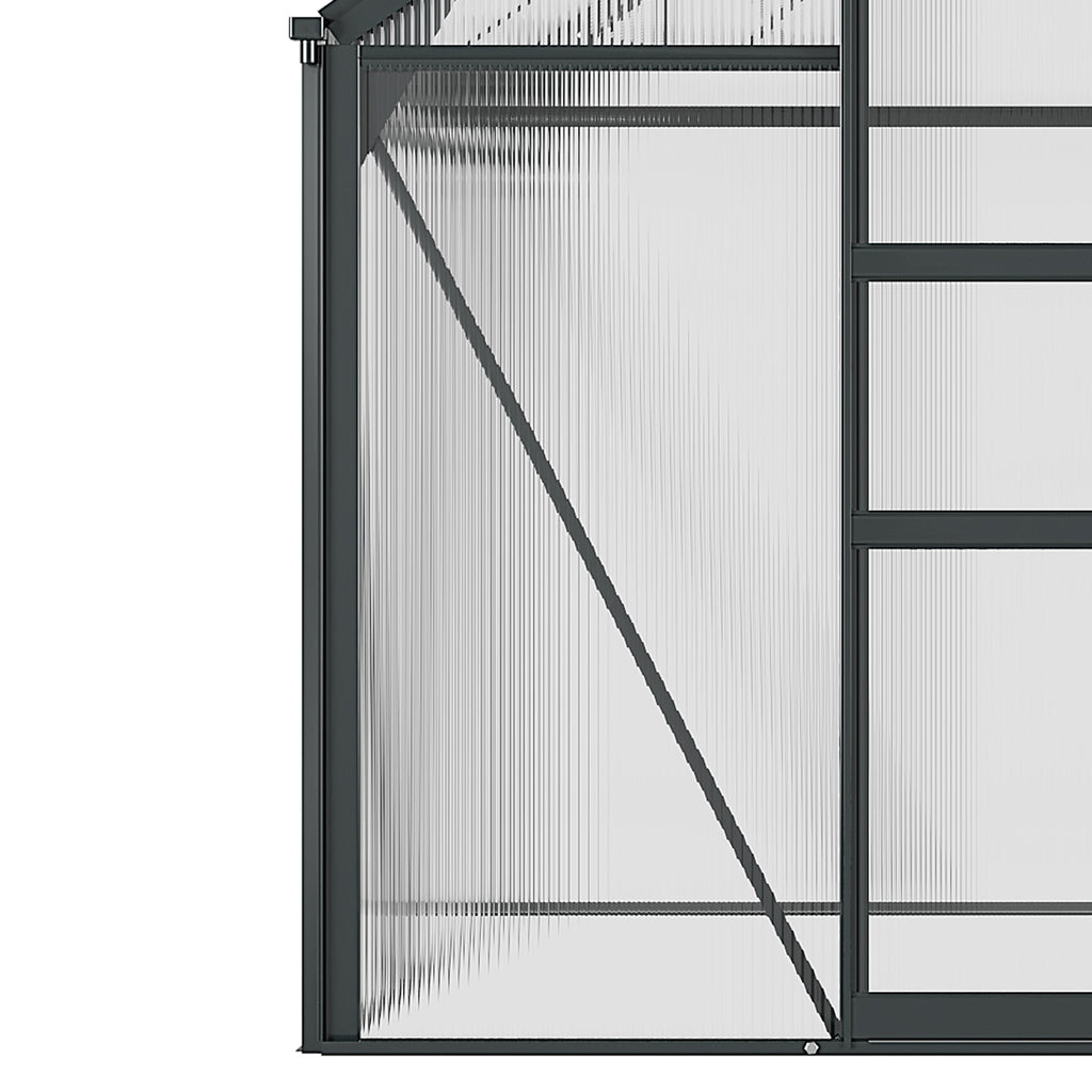 6' x 6' Polycarbonate Greenhouse with Rain Gutter and Roof Vent for Outdoor Garden, Gray