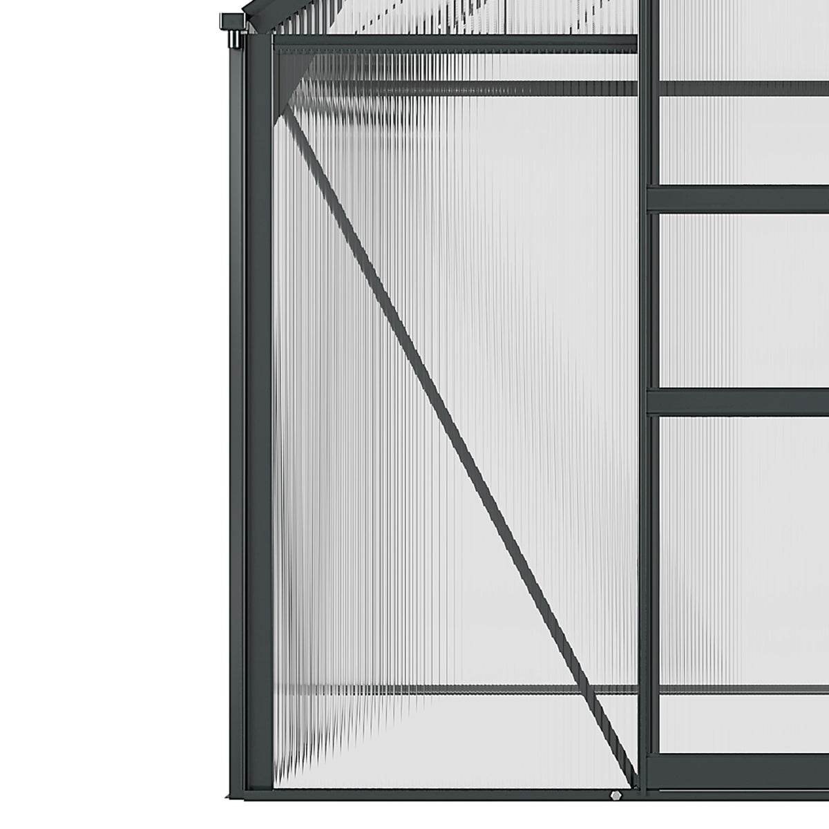 6' x 6' Polycarbonate Greenhouse with Rain Gutter and Roof Vent for Outdoor Garden, Gray