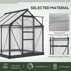 6' x 6' Polycarbonate Greenhouse with Rain Gutter and Roof Vent for Outdoor Garden, Gray