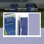 2-Piece Folding Sun Loungers with Reclining Back, Breathable Mesh & Headrest, Dark Blue