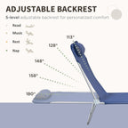 2-Piece Folding Sun Loungers with Reclining Back, Breathable Mesh & Headrest, Dark Blue