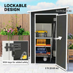 4 x 5FT Plastic Lean-to Garden Shed with Floor, Window and Vent, Black