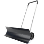 37-Inch Extra-Wide Snow Pusher with Wheels, Black, Adjustable Ergonomic Handle