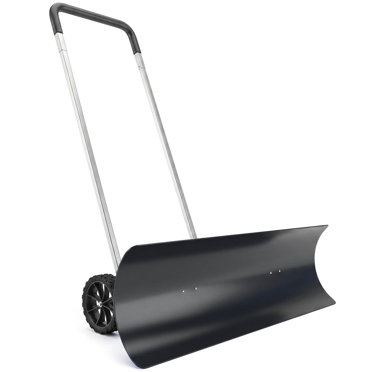 37-Inch Extra-Wide Snow Pusher with Wheels, Black, Adjustable Ergonomic Handle
