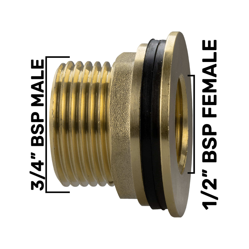 Water Butt Brass Kit 3/4" with Lever Tap Hose Barb and Lever Lock and Drill Bit