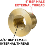 Water Butt Brass 1" BSP Male - 3/4" BSP Female and Drill Bit