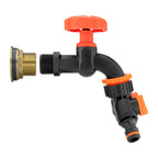 Water Butt Brass Kit 3/4" with Black Dial Tap + Two-Way Splitter and Drill Bit