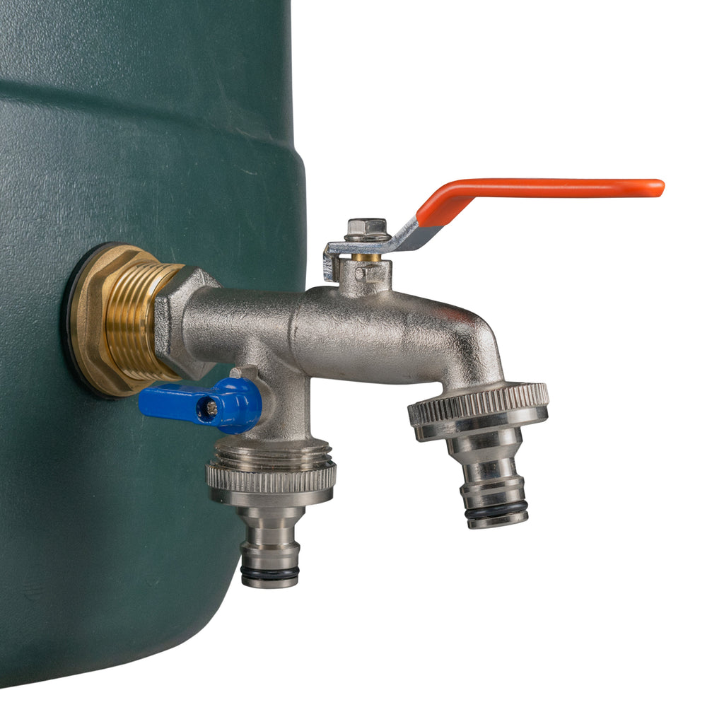 Water Butt Brass Kit 3/4" with Double Quick Connect Tap and Drill Bit