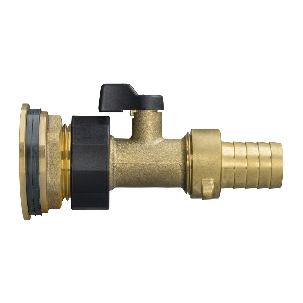 Water Butt Brass Kit 3/4" with Brass Valve + 19mm Barb