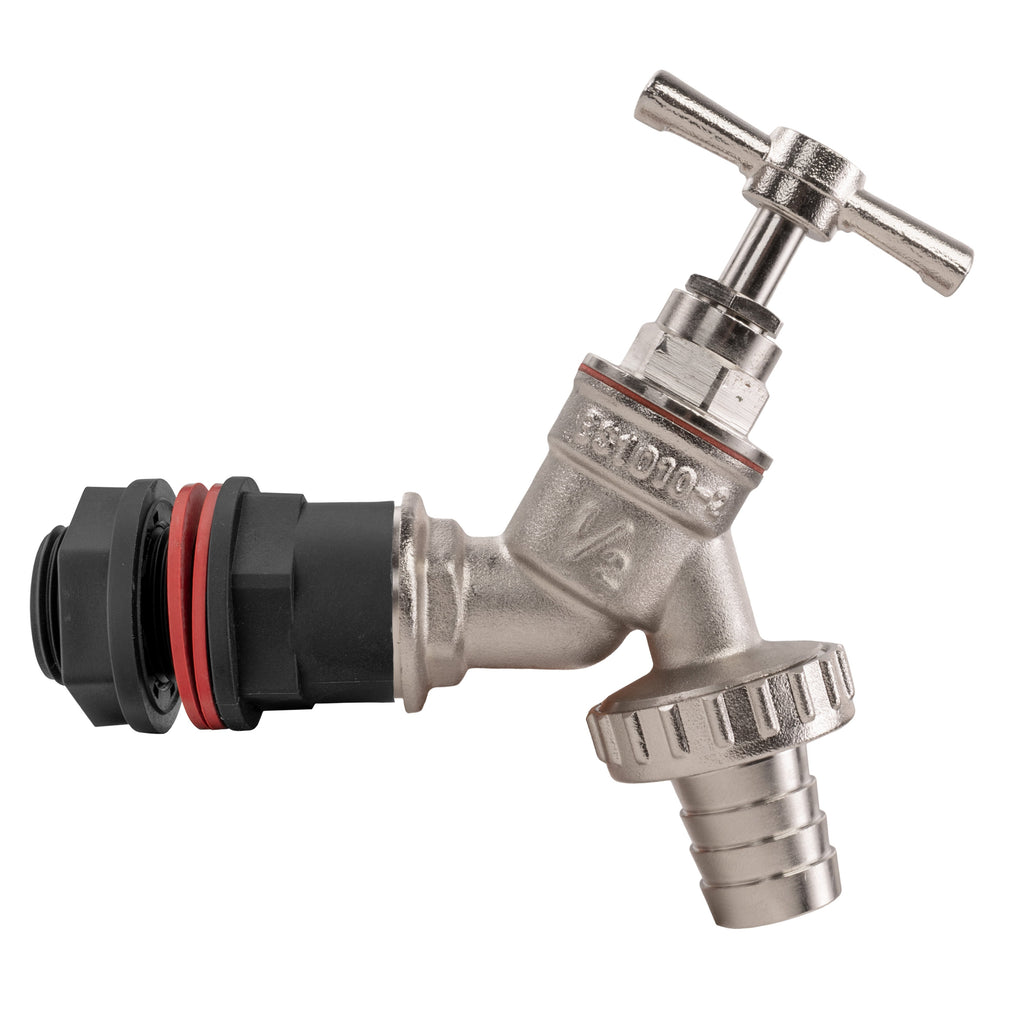 Water Butt Kit 1/2" with Nickel Plated Barbed Tap and Drill Bit