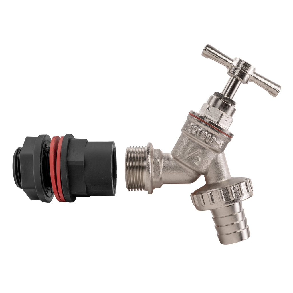Water Butt Kit 1/2" with Nickel Plated Barbed Tap and Drill Bit