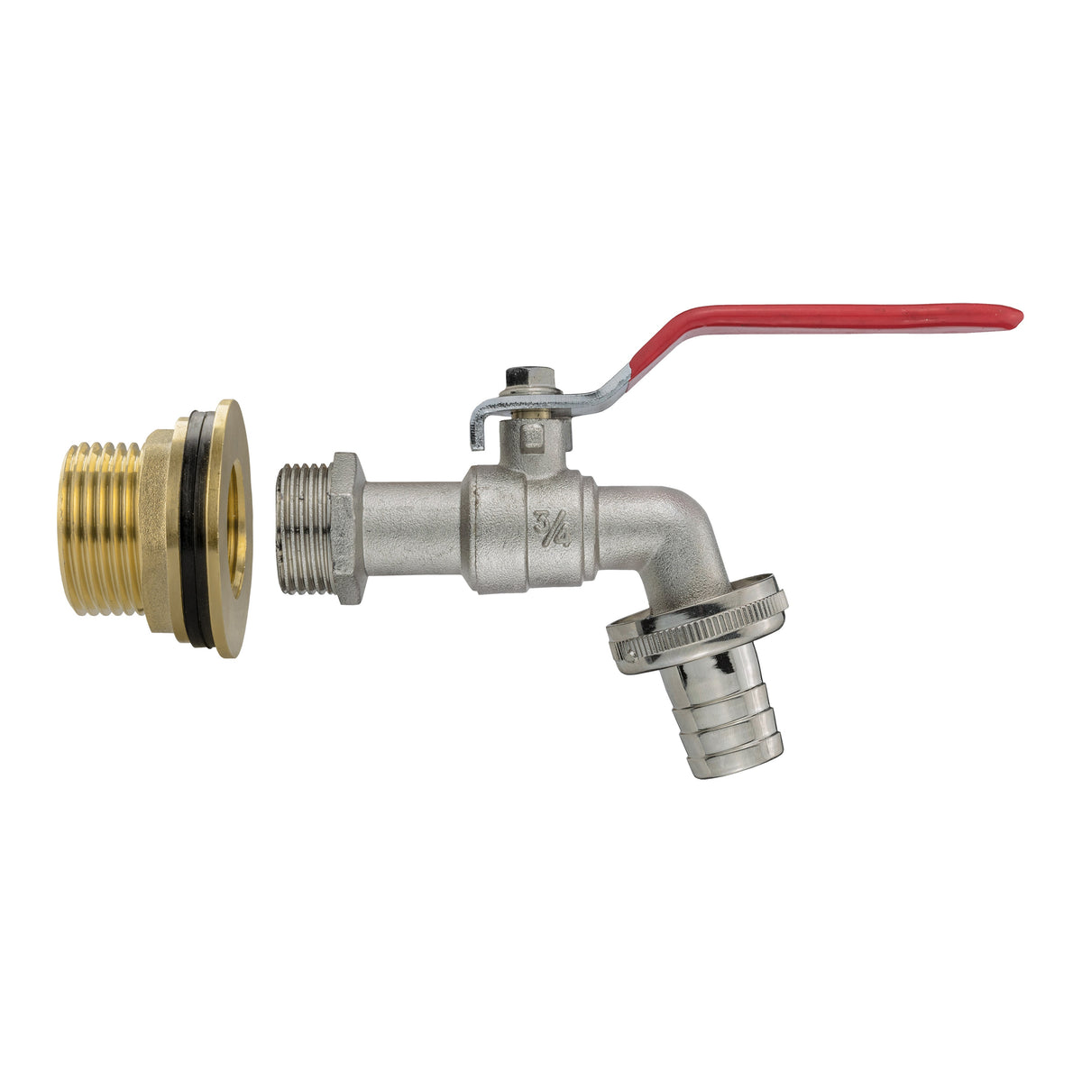 Water Butt Brass Kit 1" with Barbed Lever Tap