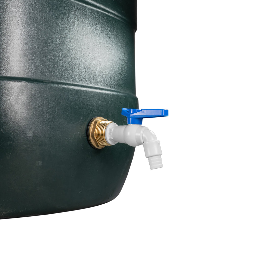 Water Butt Brass Kit 1" with White PVC Tap and Drill Bit