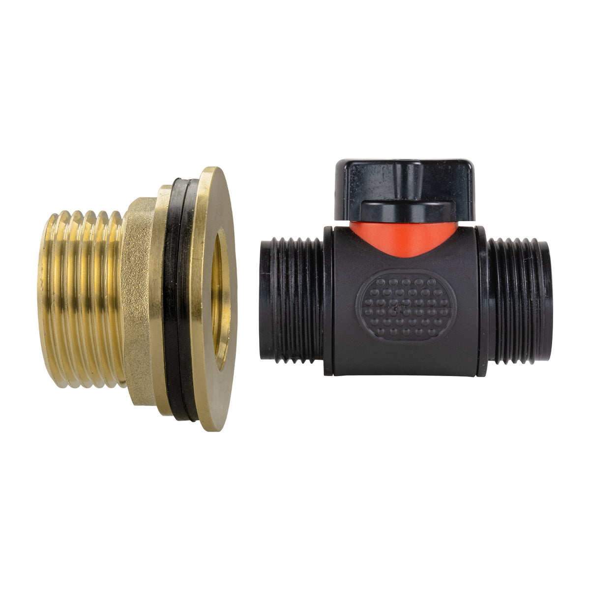 Water Butt Brass Kit 1" with 3/4" BSP In-Line Valve