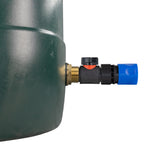 Water Butt Brass Kit 1" with In-Line Valve + Female Quick Connector Blue