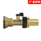 Water Butt Brass Kit 1" with Brass Valve + 19mm Barb and Drill Bit