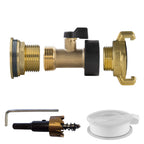 Water Butt Brass Kit 1" with Brass Valve + Geka and Drill Bit