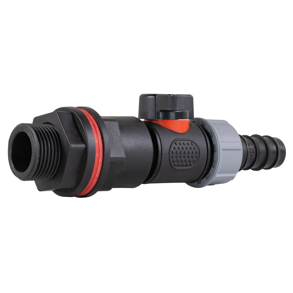 Water Butt Kit 3/4" with In-Line Valve + 3/4" Barb and Drill Bit