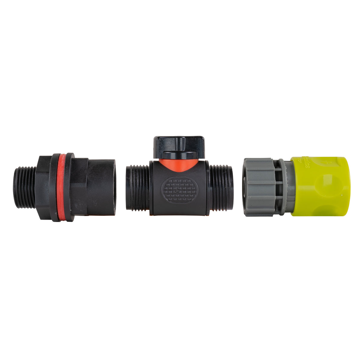 Water Butt Kit 3/4" with In-Line Valve + Female Quick Connector Lime and Drill Bit