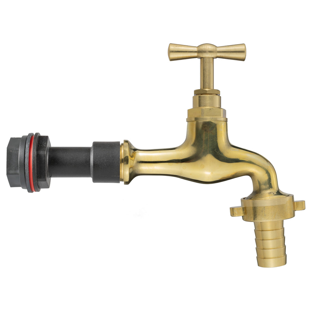 Water Butt Extension Kit 1/2" with 13mm Barbed Polished Brass Tap and Drill Bit