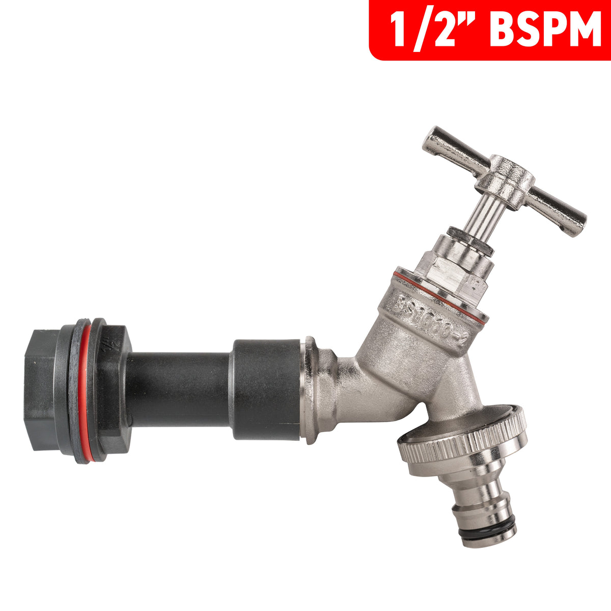 Water Butt Extension Kit 1/2" with Nickel Plated Quick Connect Tap and Drill Bit