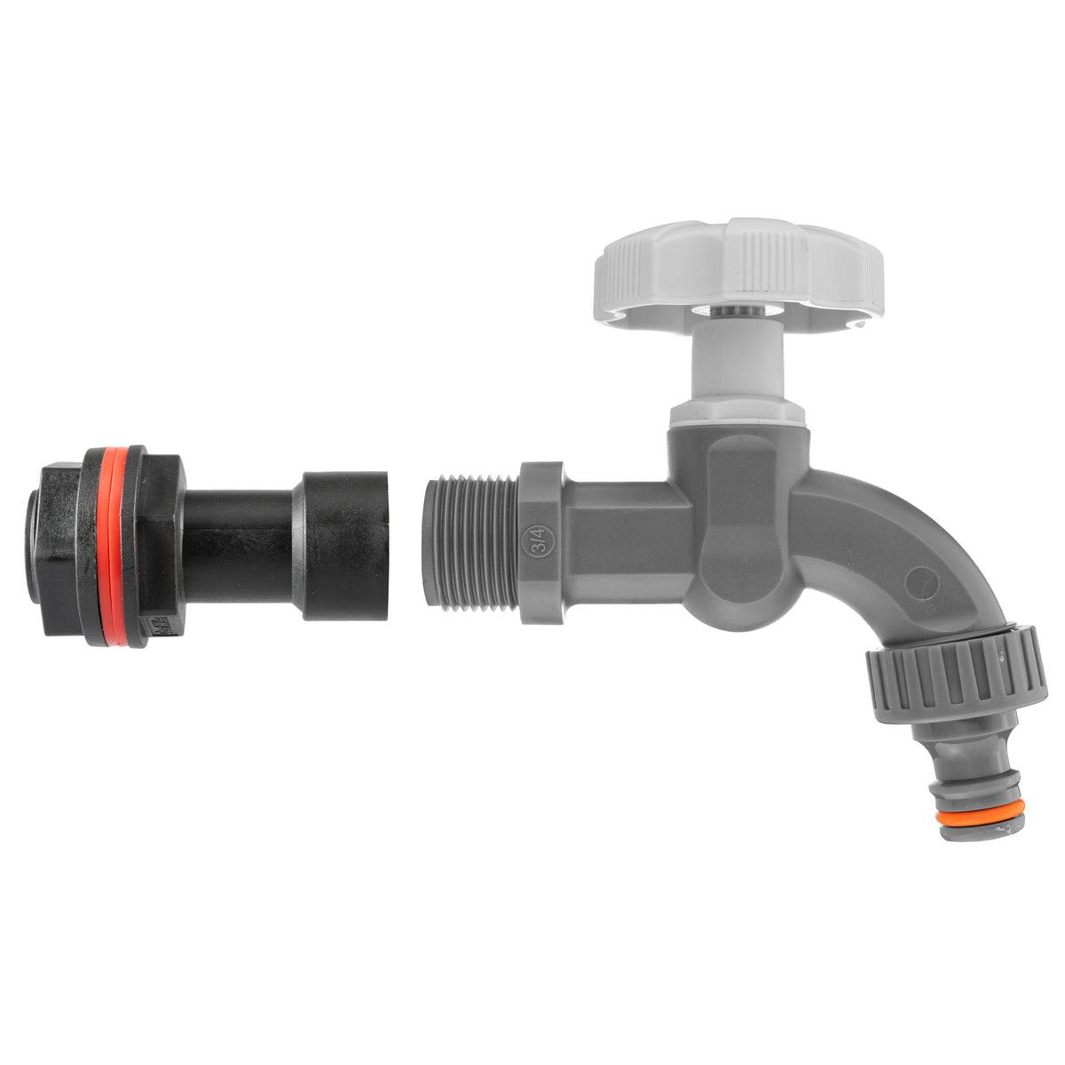 Water Butt Extension Kit 3/4" with Grey Dial Tap and Drill Bit