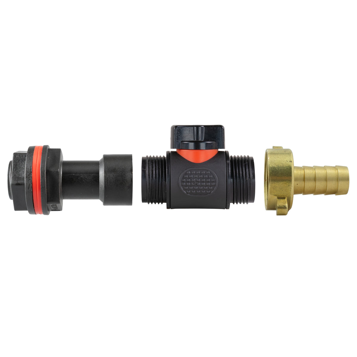 Water Butt Extension Kit 3/4" with In-Line Valve + Brass 1/2" Barb and Drill Bit