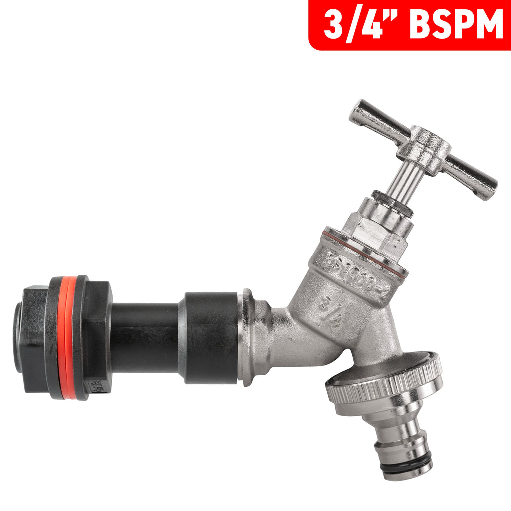 Water Butt Extension Kit 3/4" with Nickel Plated Quick Connect Tap and Drill Bit