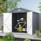 8 x 6ft Plastic Garden Storage Shed w/ Foundation Kit, Ventilation Slots & Lockable Door, Grey