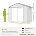 8 x 6ft Plastic Garden Storage Shed w/ Foundation Kit, Ventilation Slots & Lockable Door, Grey