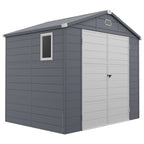 8 x 6ft Plastic Garden Storage Shed w/ Foundation Kit, Ventilation Slots & Lockable Door, Grey