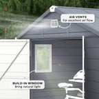8 x 6ft Plastic Garden Storage Shed w/ Foundation Kit, Ventilation Slots & Lockable Door, Grey