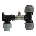 Wall Flange Kit 32mm MDPE + Lever Valve + 32mm MDPE Tee