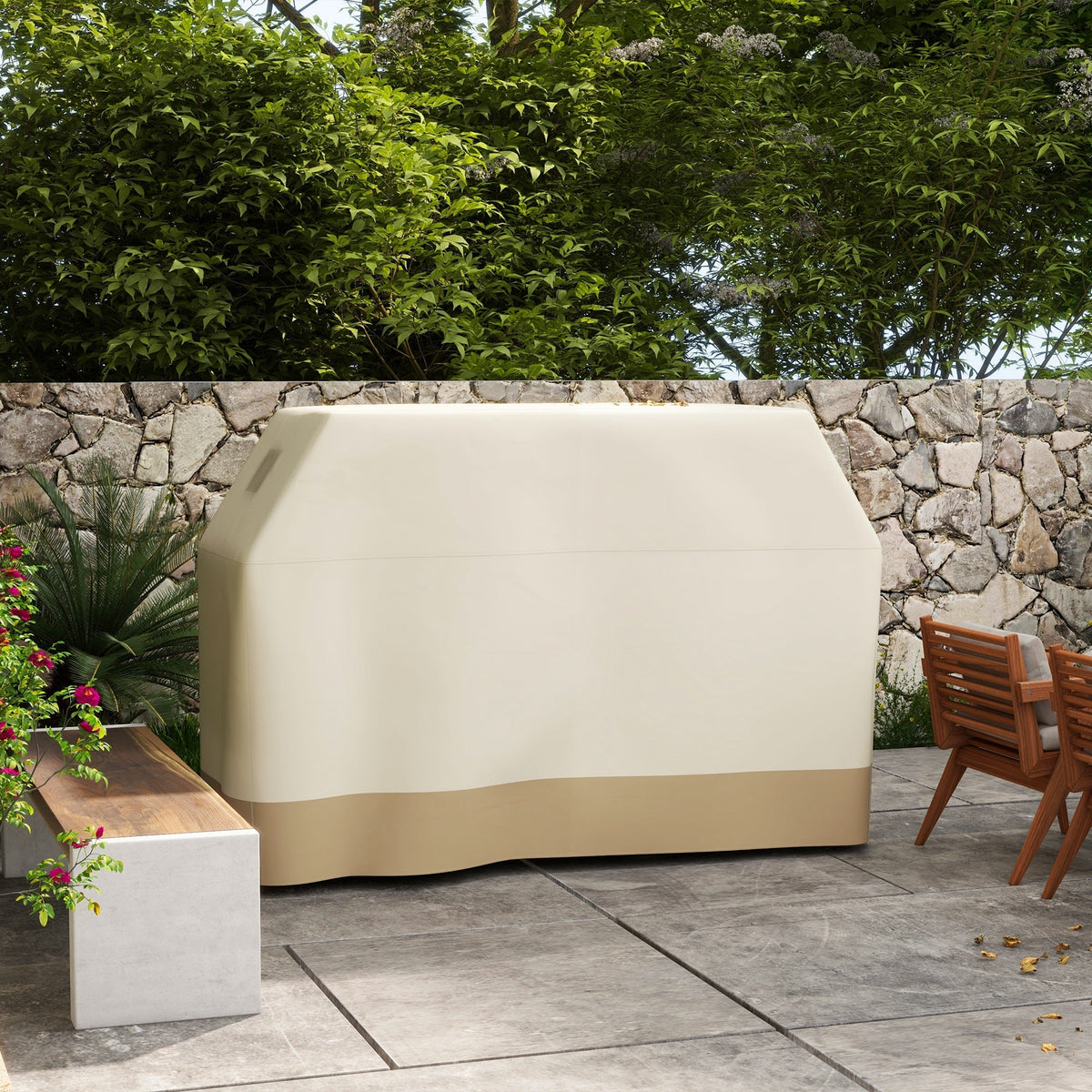 300D Oxford Fabric Barbecue Covers for Rectangular Gas Grill, 188 x 71 x 125cm, Beige