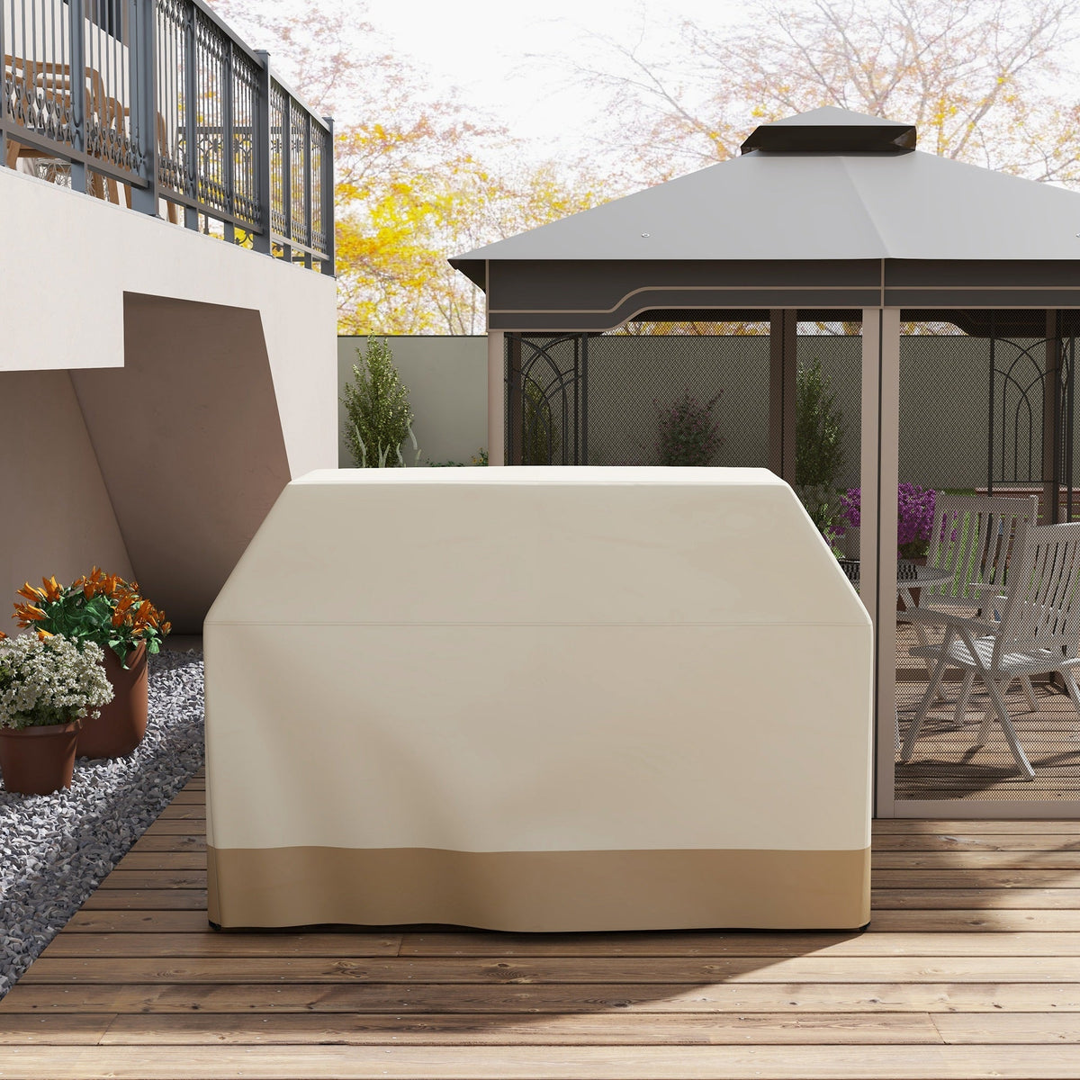 300D Oxford Fabric Barbecue Covers for Rectangular Gas Grill, 188 x 71 x 125cm, Beige