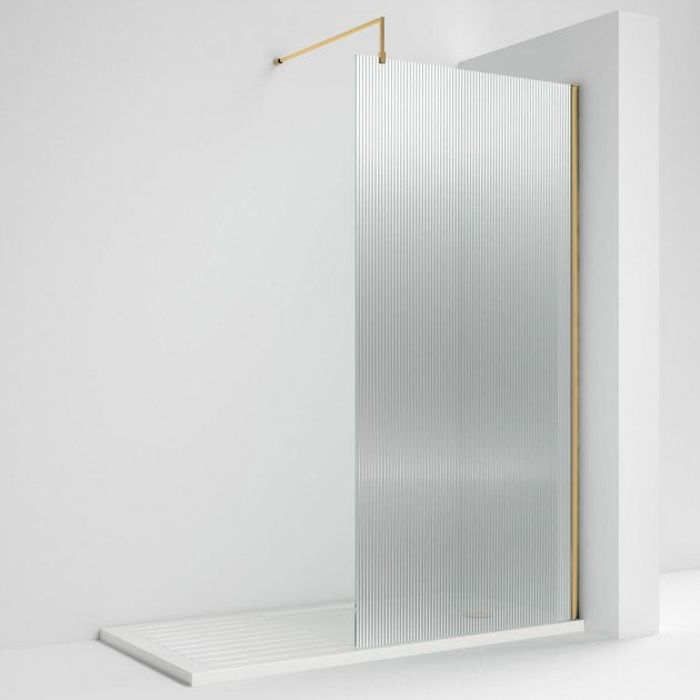 Contour 8mm Fluted Glass Wetroom Panel With Support Bar