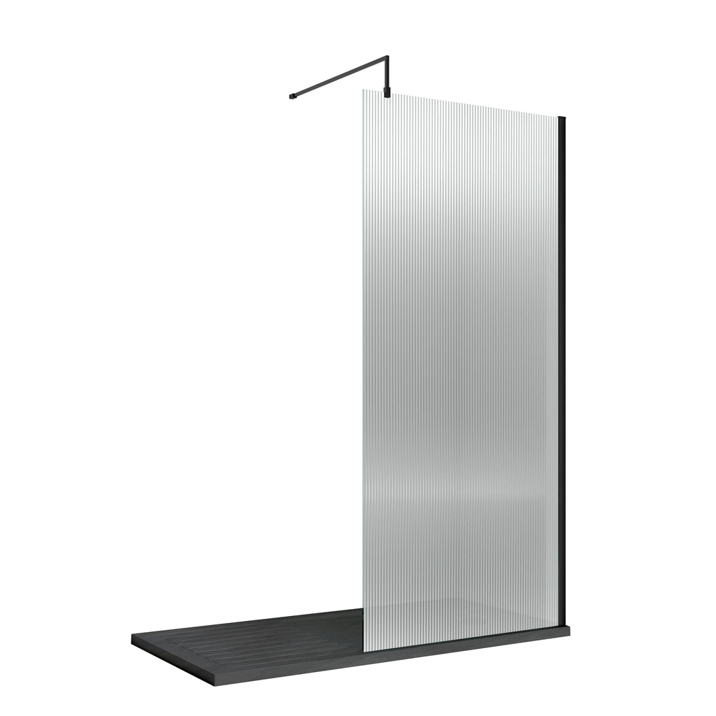Haven 8mm Fluted Glass Wetroom Panel With Support Bar